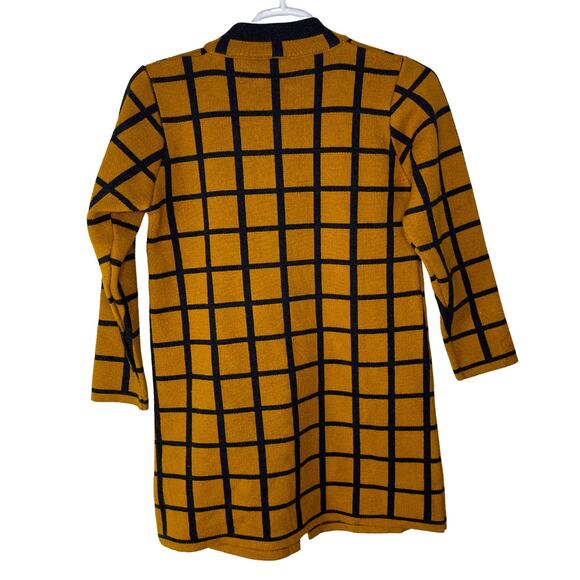 Vintage Poulrok Womens Large Sweater Jacket Knit Full Zip Yellow Black Rose Wool - Picture 2 of 13